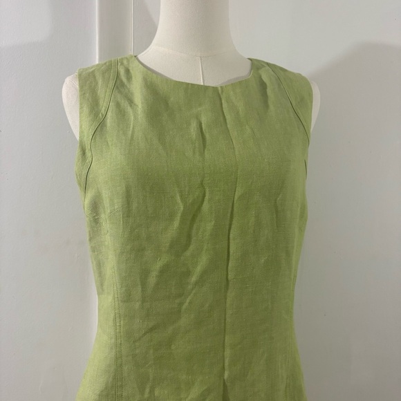 Talbots 100% Irish Linen Lime Green Sheath Dress Women’s Sz 6 Sleeveless Classic - Picture 3 of 15